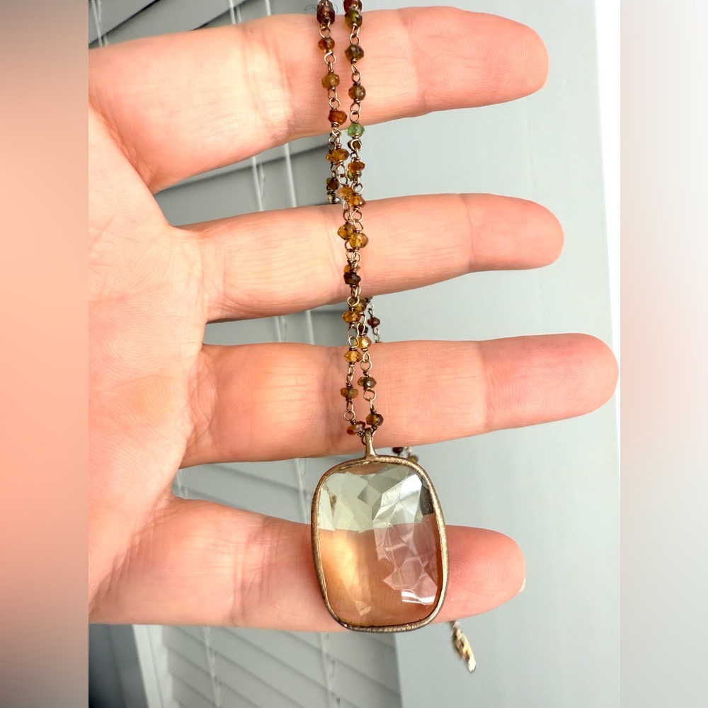 Gold filled silver 925 citrine/lemon quartz pendant necklace